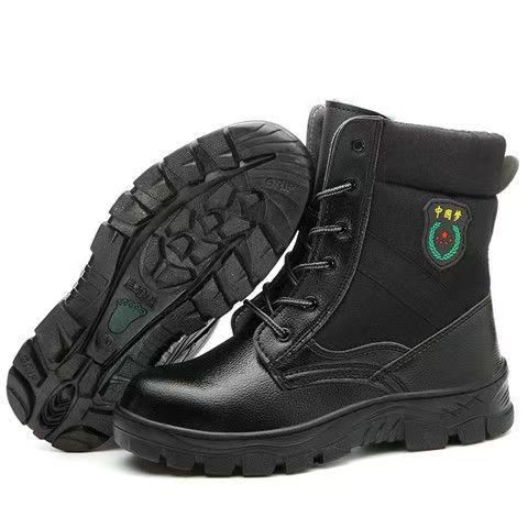 Pantofi de muncă cu protecție anti-perforație și antișoc, cu înălțime mare, material: piele microfibră + pânză, vârf din oțel, căptușeală din bumbac