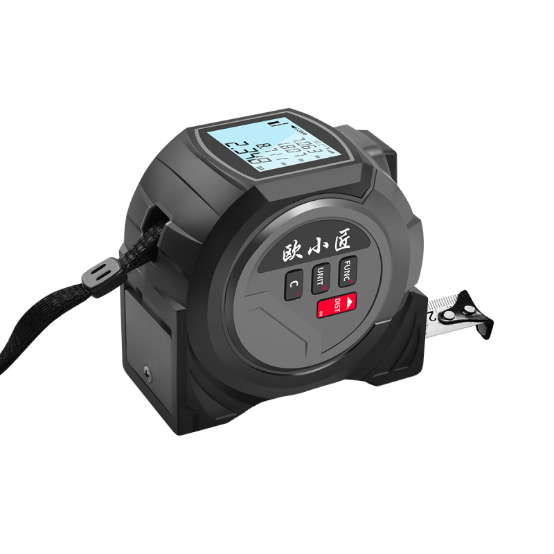 Distanțier cu laser portabil Ou Xiaojiang, seria Ja Tape Measure, interval de măsurare 0,5–60 m, precizie 0,001 m, tensiune de funcționare 3,7 V, greutate 310 g