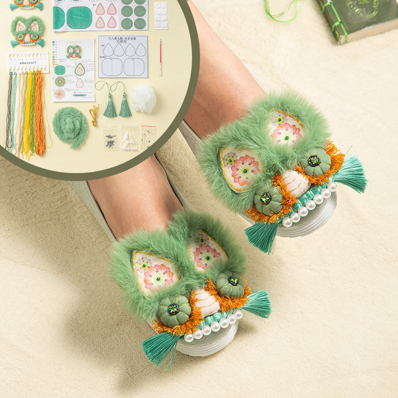 DIY hímző készlet: tigrisfej motívum cipőkhöz, vászon anyag, új kínai stílus, testreszabás nélküli