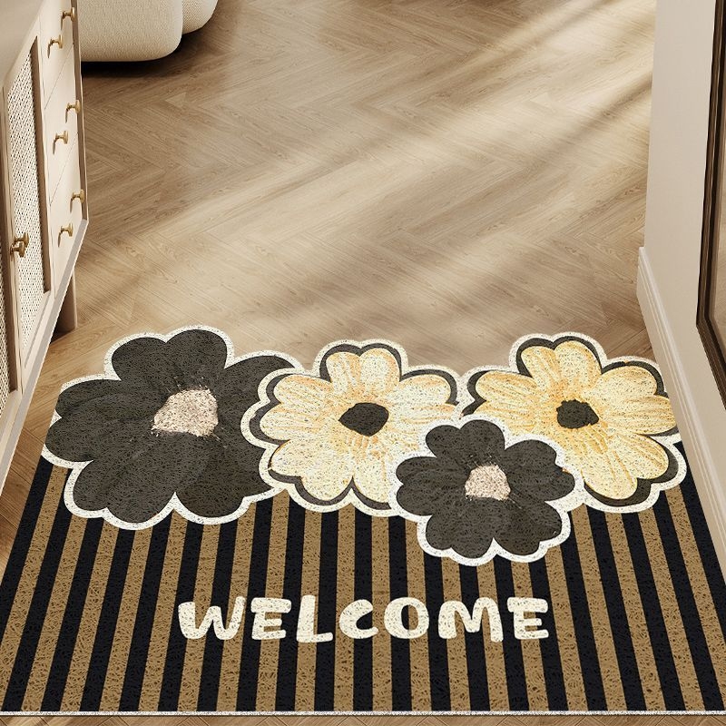 Ulazni tepih za vrata — oblik vanzemaljski, strojno tkan plastike, perivi, uzorak: krajolici, slova i listovi