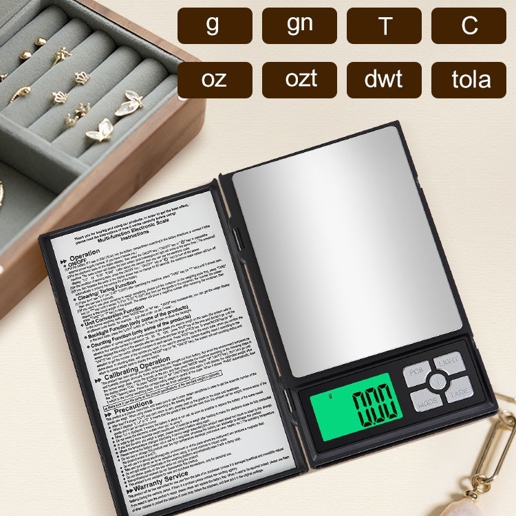 Преносима електронна везна за бижута, модел DH-BOK, диапазон на измерване 500–3000 g, електронен прецизионен баланс за бижута, произход Гуандун.