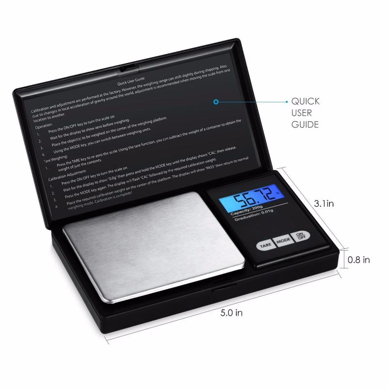 CX-258 Precizna mini vaga za nakit, rezolucija 0.01 g, raspon mjere 0.01–500 g, napajanje baterijama AAA