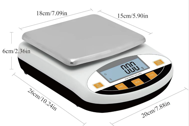Elektronikus mérleg JM-B, kapacitás 5000 g, minimális mérés 1 g, felbontás 0.001 g