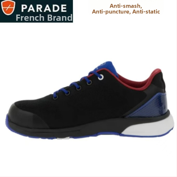 PARADE SLALUM Topánky bezpečnosti — priedušné, protišmykové, proti perforácii, proti statickej elektřine; Materiál: mikrovláknová koža + pletená sieťka; Prstový chránič z nemetalického kompozitného materiálu