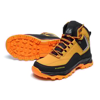 Pantofi de protecție pentru bărbați – antișoc și anti-perforație, piele microfibră, vârf din oțel, partea superioară înaltă