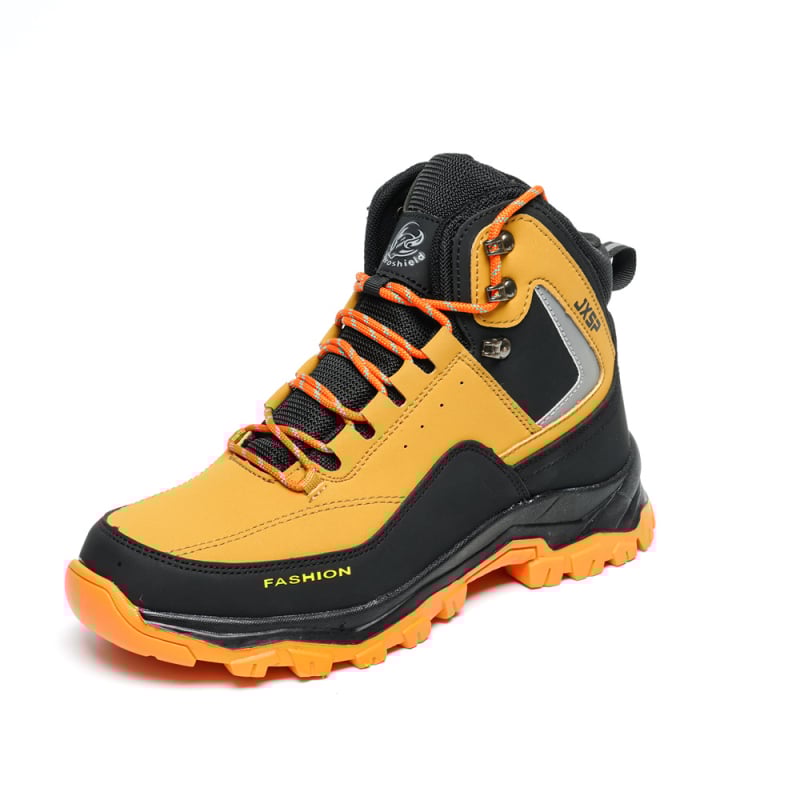 Pantofi de protecție pentru bărbați – antișoc și anti-perforație, piele microfibră, vârf din oțel, partea superioară înaltă