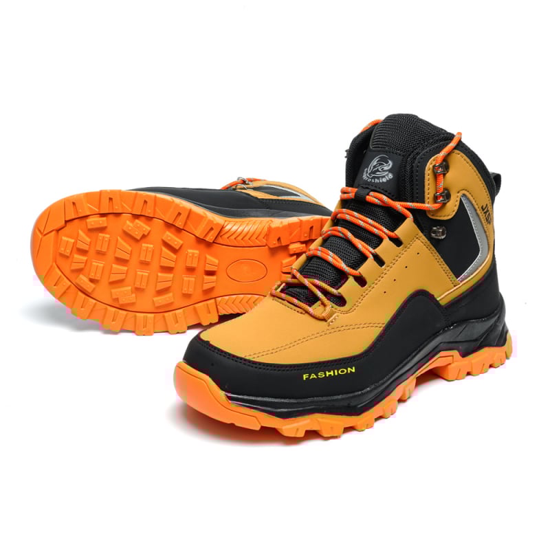 Pantofi de protecție pentru bărbați – antișoc și anti-perforație, piele microfibră, vârf din oțel, partea superioară înaltă