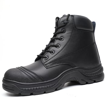 Pantofi de protecție cu vârf din oțel, anti-perforație, piele de vită de prim calitate, gleznă înaltă, pentru utilaje și construcții