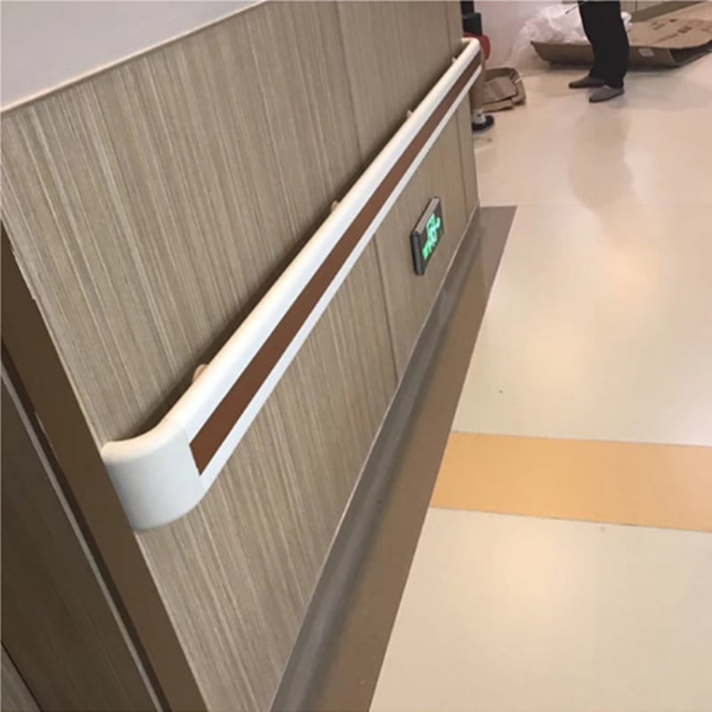 Kórházi folyosó antiütköző kapaszkodó, falra szerelt; márka Yuelang; külső anyag PVC; belső anyag alumíniumötvözet.