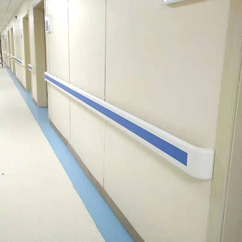 Kórházi folyosó antiütköző kapaszkodó, falra szerelt; márka Yuelang; külső anyag PVC; belső anyag alumíniumötvözet.