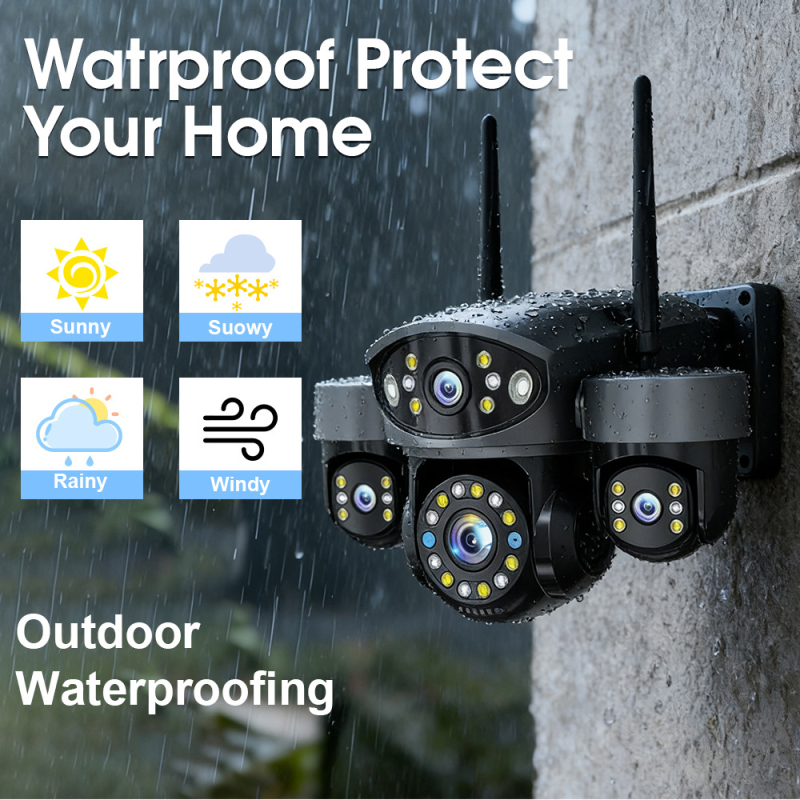 Vonkajšia kamera na monitorovanie s tromi obrazovkami nočného videnia – Dome + Bullet kamera, 12V, 0,01 lux, SNR > 48 dB