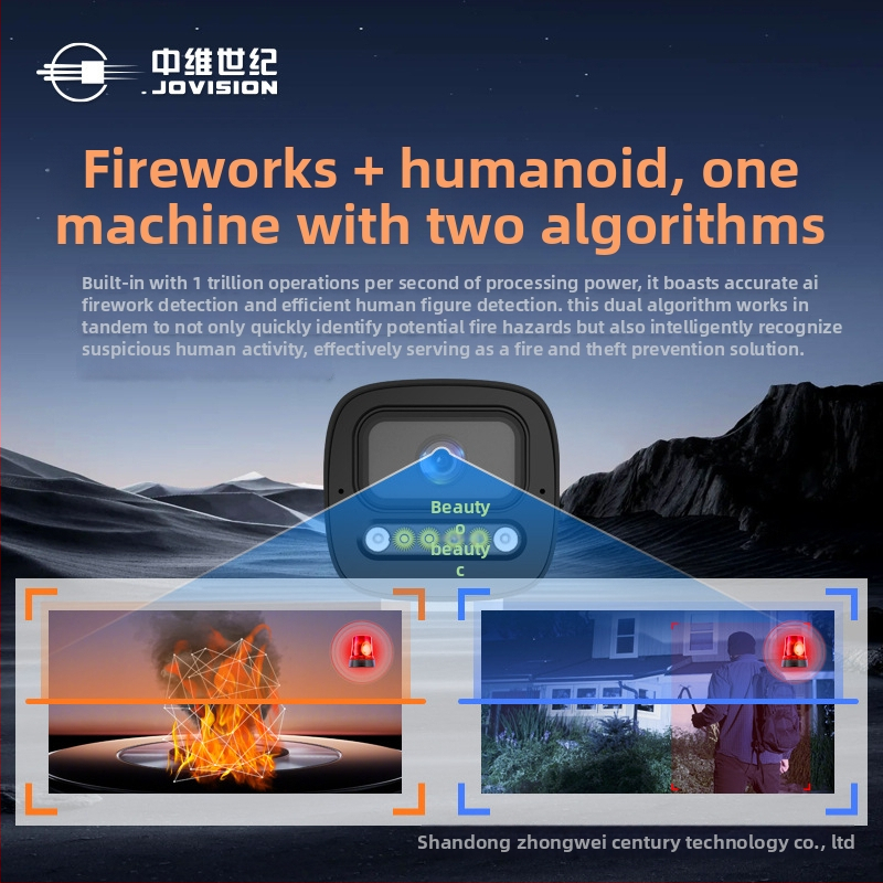 Cameră de supraveghere cu AI (alertă prin email, aplicație mobilă și alertă pentru client; carcasă metalică; -20°C până la 60°C; alimentare 12V; greutate 610 g)