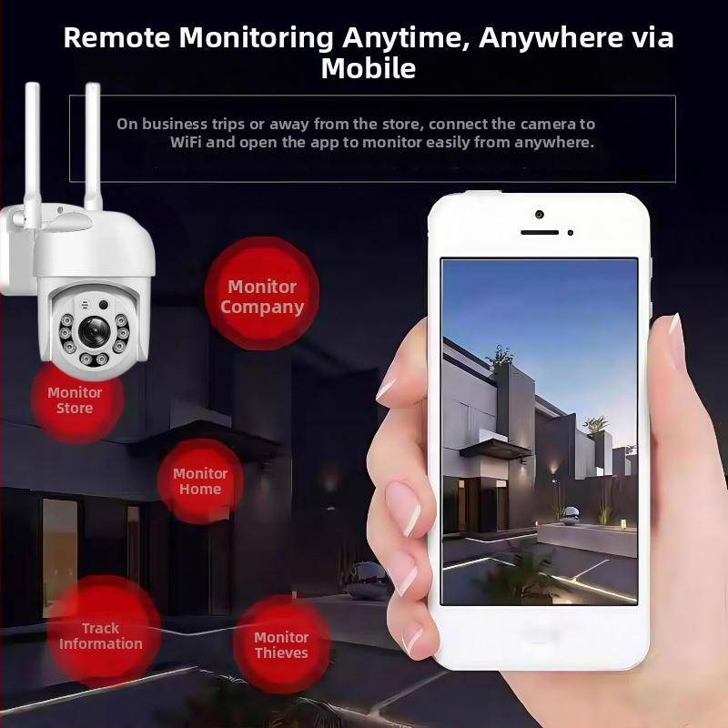 Megfigyelő kamera 360°-os pan-tilt forgással; 355° vízszintes és 90° függőleges mozgás; DC5V tápegység; TF-kártyás felvétel internet nélkül; beltéri és kültéri használat