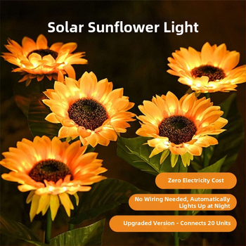 LED rasvjeta za krajolik s dizajnom suncokreta, s tri glave, za dvorište, nehrđajući čelik, IP65, prilagodljivo