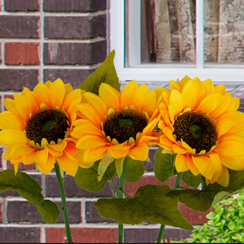 LED rasvjeta za krajolik s dizajnom suncokreta, s tri glave, za dvorište, nehrđajući čelik, IP65, prilagodljivo