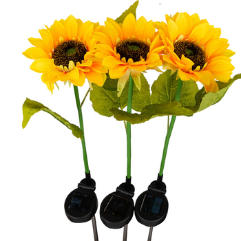 LED rasvjeta za krajolik s dizajnom suncokreta, s tri glave, za dvorište, nehrđajući čelik, IP65, prilagodljivo