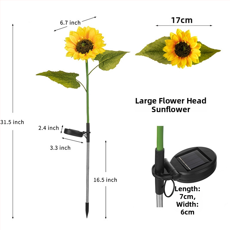 LED rasvjeta za krajolik s dizajnom suncokreta, s tri glave, za dvorište, nehrđajući čelik, IP65, prilagodljivo
