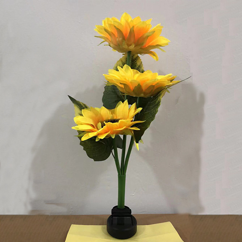 LED rasvjeta za krajolik s dizajnom suncokreta, s tri glave, za dvorište, nehrđajući čelik, IP65, prilagodljivo