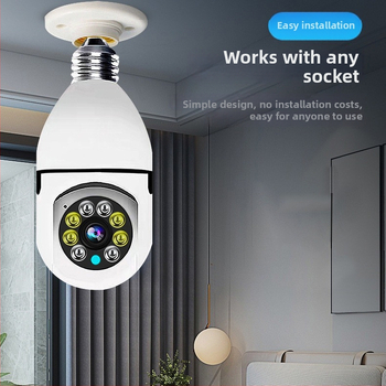E27 pirnikaamera siseruumide WiFi, 3.6mm objektiiv, microSD kuni 256GB toega, 1 kanal, öövaade ja häirete tuvastus