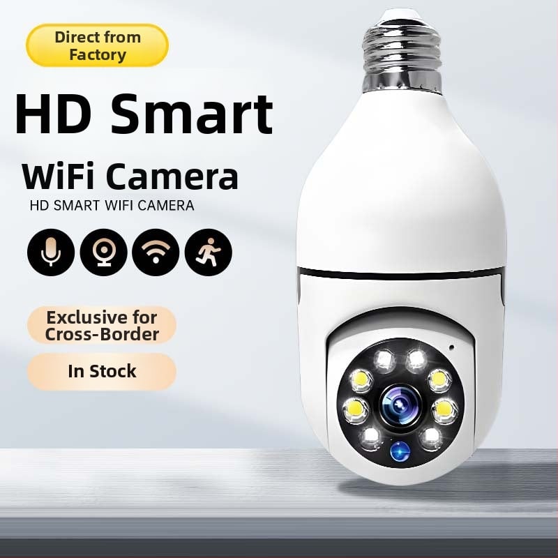 E27 pirnikaamera siseruumide WiFi, 3.6mm objektiiv, microSD kuni 256GB toega, 1 kanal, öövaade ja häirete tuvastus