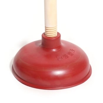 Туалетна отпушвачка с дървена дръжка – гумено гърло за отпушване на канали