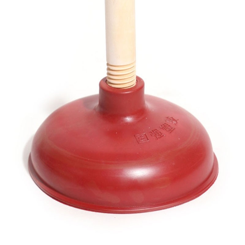 Туалетна отпушвачка с дървена дръжка – гумено гърло за отпушване на канали