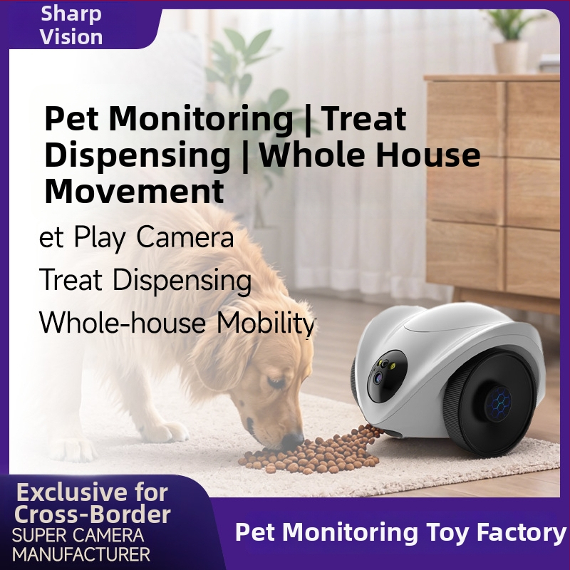 Robot na monitorovanie a kŕmenie domácich miláčikov so nočným videním a obojsmernou komunikáciou, určený pre vnútorné použitie; ABS; hmotnosť 1000 g; teplota prevádzky -5℃ až 60℃; kompenzácia podsvietenia