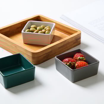 Квадратна керамична чиния за сосове, микровълнова безопасна, печат на лого, възможност за персонализация