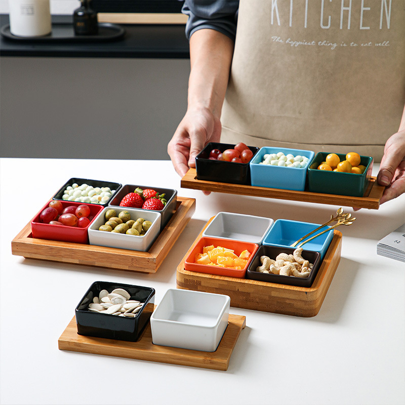 Квадратна керамична чиния за сосове, микровълнова безопасна, печат на лого, възможност за персонализация