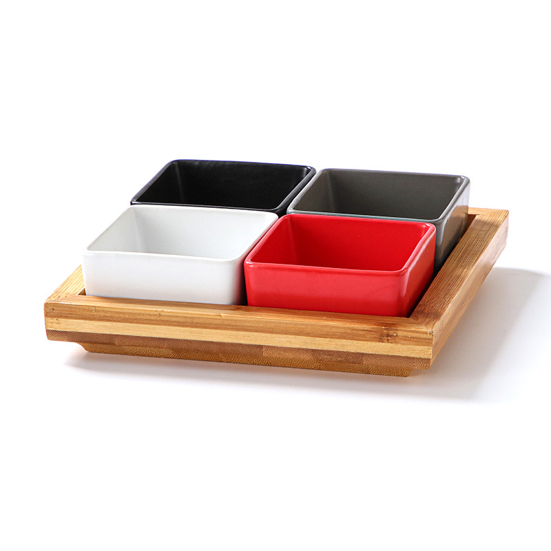 Квадратна керамична чиния за сосове, микровълнова безопасна, печат на лого, възможност за персонализация