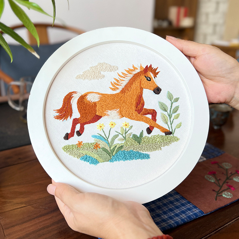 Godina konja: 3D vez za zid – Lu veza, ručno izrađeni DIY komplet za početnike, kreativni križni šav za dnevni boravak