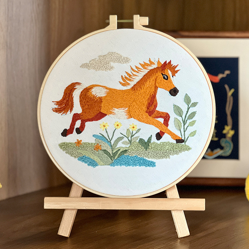 Godina konja: 3D vez za zid – Lu veza, ručno izrađeni DIY komplet za početnike, kreativni križni šav za dnevni boravak