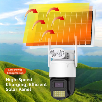 Cameră 4G alimentată solar pentru monitorizare la distanță, vedere pe timp de noapte, alarmă — impermeabilă, material plastic și metal, temperatură de funcționare -25°C până la 60°C, alimentare 5V