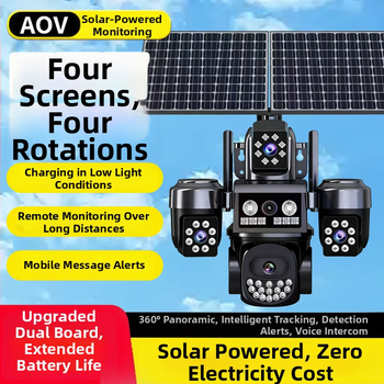 Päikeseenergial töötav valvekaamera, neli objektiiviga, 4 kanalit, välistingimustes HD öönägemine, kaugjälgimine