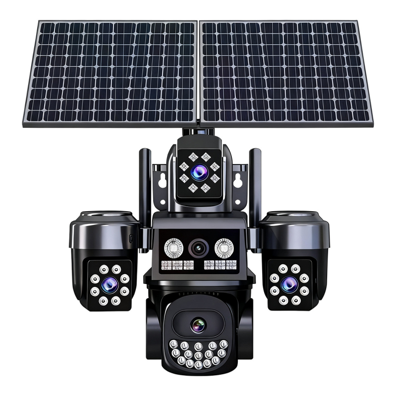 Päikeseenergial töötav valvekaamera, neli objektiiviga, 4 kanalit, välistingimustes HD öönägemine, kaugjälgimine