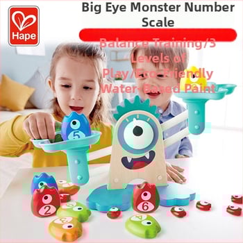 Fából készült egyensúlyozó játék Nagy Szemű Szörny témával a gyerekek matematikai és logikai gondolkodásának fejlesztésére (4–6 év)