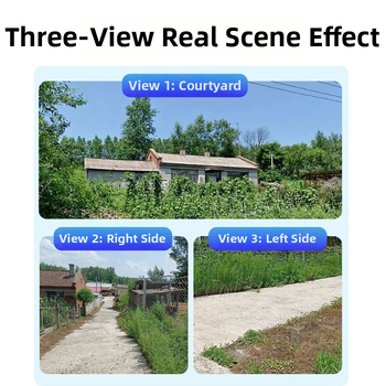 Háromobjekumos Napelemes Kültéri Kamera, HD Éjszakai Látás és 360° Monitorozás, vízszintes forgás 325°, függőleges 90°, sebességek 70°/s és 50°/s, 5V DC, ABS