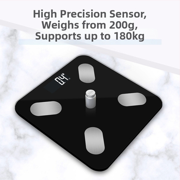 Високоточна електронна везна за измерване на тегло с измерване на телесни мазнини, капацитет 180 кг, захранване 2xAAA, CHANGXIE