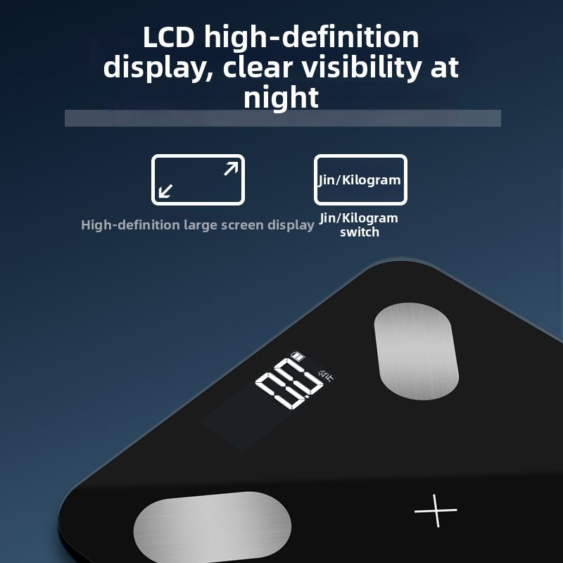 Високоточна електронна везна за измерване на тегло с измерване на телесни мазнини, капацитет 180 кг, захранване 2xAAA, CHANGXIE