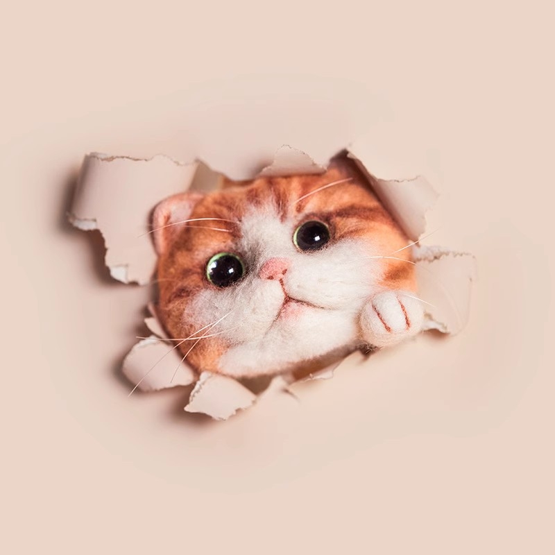 Gyapjúfilcből készült DIY macska baba készlet - modern minimalista stílus, hálószoba dekoráció, videó oktatóanyagokkal