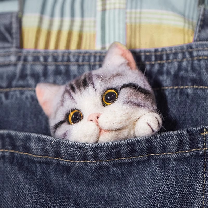 Gyapjúfilcből készült DIY macska baba készlet - modern minimalista stílus, hálószoba dekoráció, videó oktatóanyagokkal