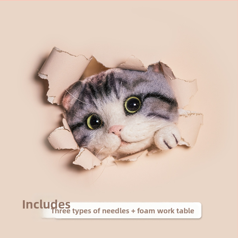 Gyapjúfilcből készült DIY macska baba készlet - modern minimalista stílus, hálószoba dekoráció, videó oktatóanyagokkal