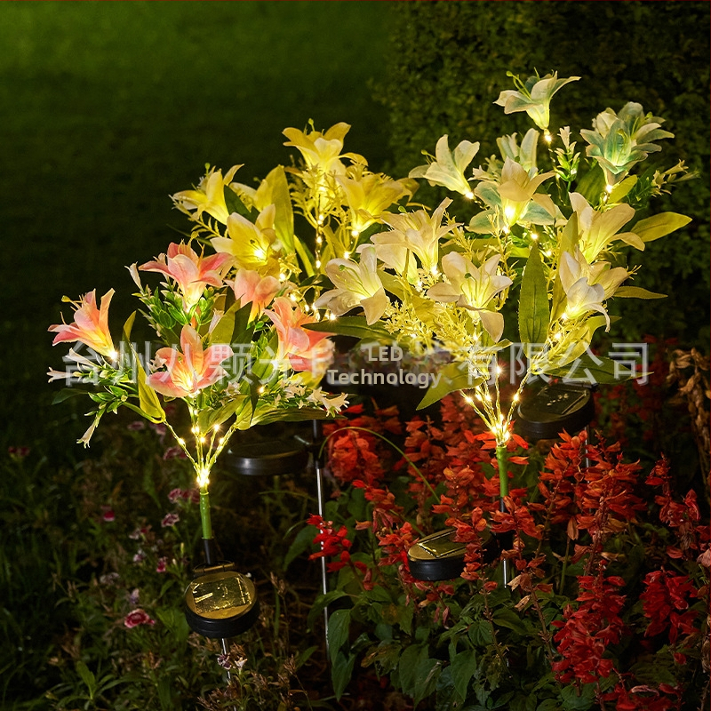 7-glava solarna lampa za vrt – LED svjetla za tlo u obliku cvijeta, IP55, 0.3W