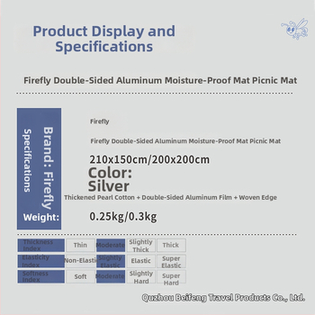 Dvostrana kamping podloga s aluminijskim filmom, za vanjske piknike, vodootporna izolirajuća podloga, 200 × 150 cm, za 1–3 osobe