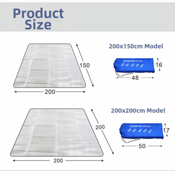 Dvostrana kamping podloga s aluminijskim filmom, za vanjske piknike, vodootporna izolirajuća podloga, 200 × 150 cm, za 1–3 osobe