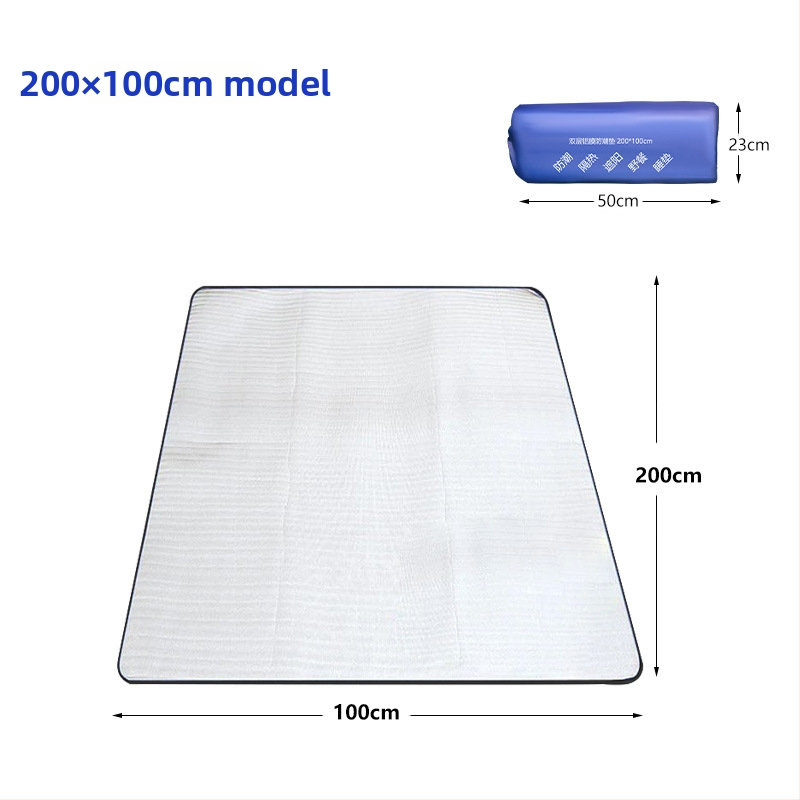 Dvostrana kamping podloga s aluminijskim filmom, za vanjske piknike, vodootporna izolirajuća podloga, 200 × 150 cm, za 1–3 osobe