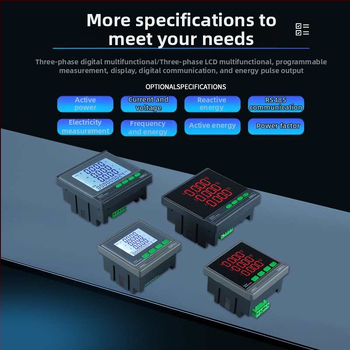 Трифазен цифров измервател на мощността с LCD дисплей, измерва ток, напрежение, честота, енергия и фактор на мощността, RS485