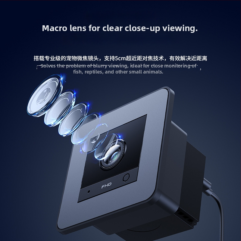 Stolová kamera pre akvárium 2K, objektív 2.4 mm, minimálne osvietenie 0.001 lux, IR dosah 6-8 m, detekcia pohybu