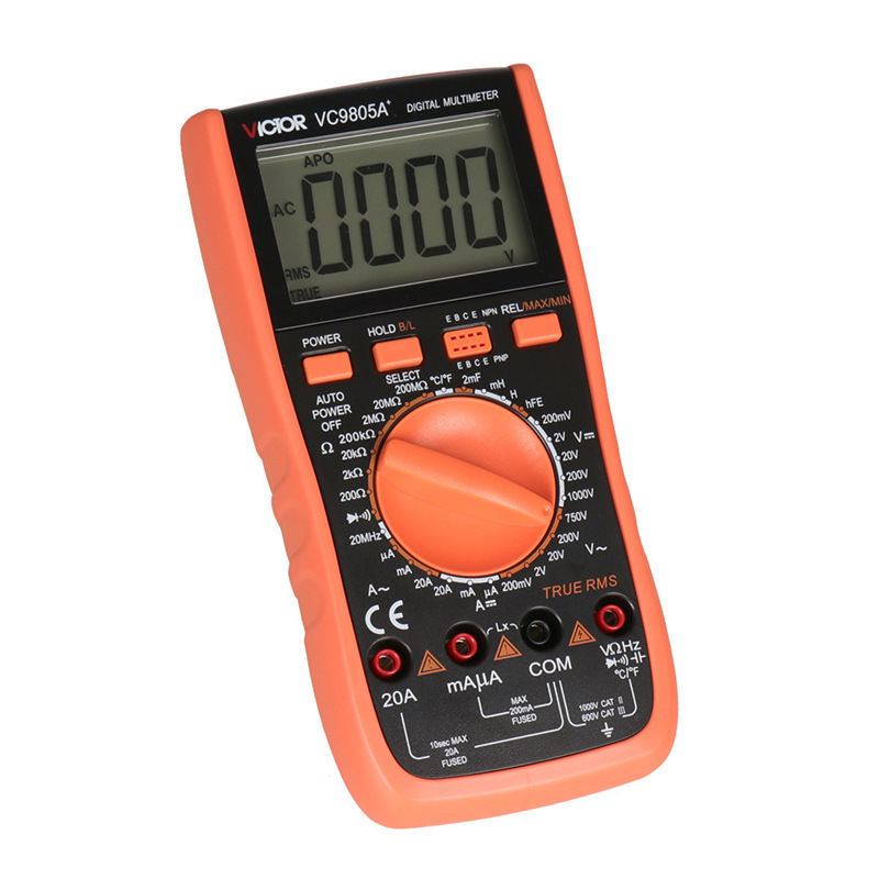 Victory VC9805A+ digitalni multimetar – mjeri DC/AC napon do 1000V, struju do 20A, kapacitet do 2000µF i temperaturu