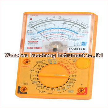 YX-361 аналогов мултиметър с измерване на честота, преносим и компактен за студенти; DC диапазон на ток: 0–50 µA, 2,5 mA, 25 mA, 0,25 A